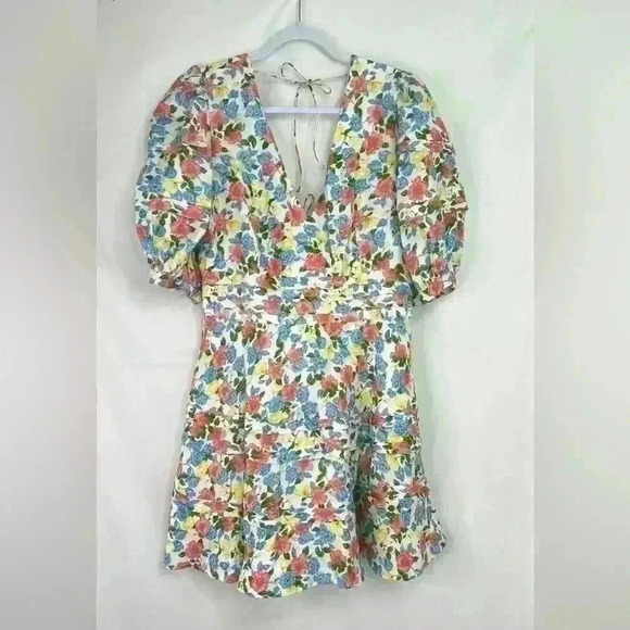 Amur Avian Puff Sleeve Floral Mini Dress in White Anemone Floral Size XL NWT - Picture 4 of 16